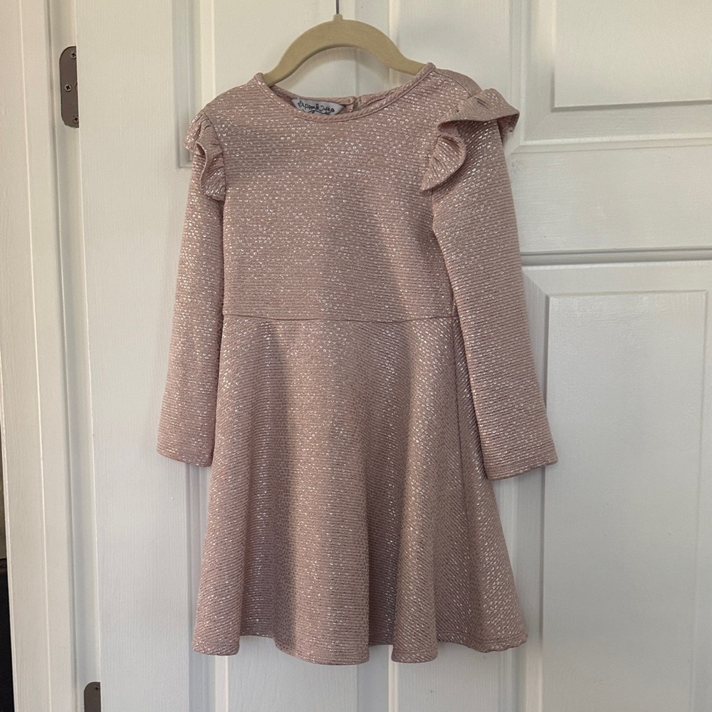 Pippa & Julie Glittering Pink Dress with Ruffle Details
